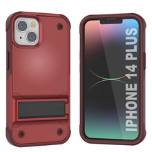 Cargar imagen en el visor de la galería, Funda Punkcase para iPhone 14 Plus [Serie Reliance] Cubierta híbrida protectora de grado militar con soporte incorporado [Rojo-Rosa]
