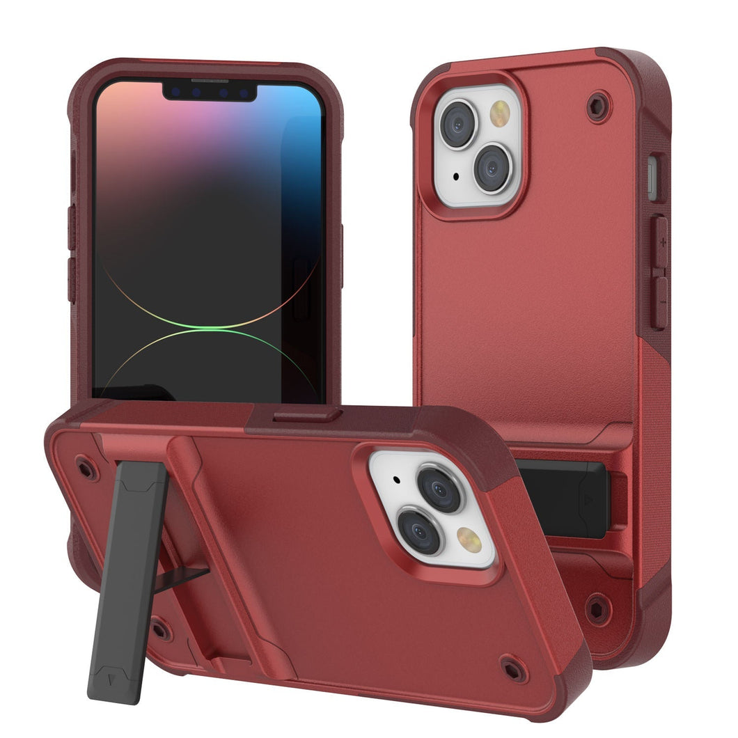 Funda Punkcase para iPhone 14 Plus [Serie Reliance] Cubierta híbrida protectora de grado militar con soporte incorporado [Rojo-Rosa]