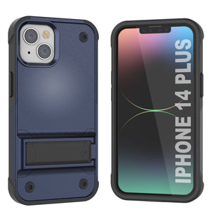 Funda Punkcase iPhone 14 Plus [Serie Reliance] Cubierta híbrida protectora de grado militar con soporte integrado [Navy-Black].