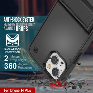 Punkcase Funda para iPhone 14 Plus [Serie Reliance] Cubierta protectora híbrida de grado militar con soporte incorporado [Negro]