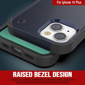 Funda Punkcase iPhone 14 Plus [Serie Reliance] Cubierta híbrida protectora de grado militar con soporte integrado [Navy-Black].