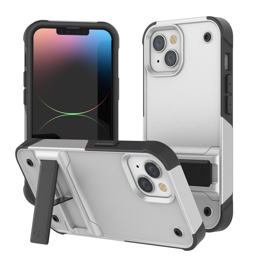 Carcasa Punkcase para iPhone 14 Plus [Serie Reliance], Protectora Híbrida de Grado Militar con Soporte Incorporado [Blanco-Negro]