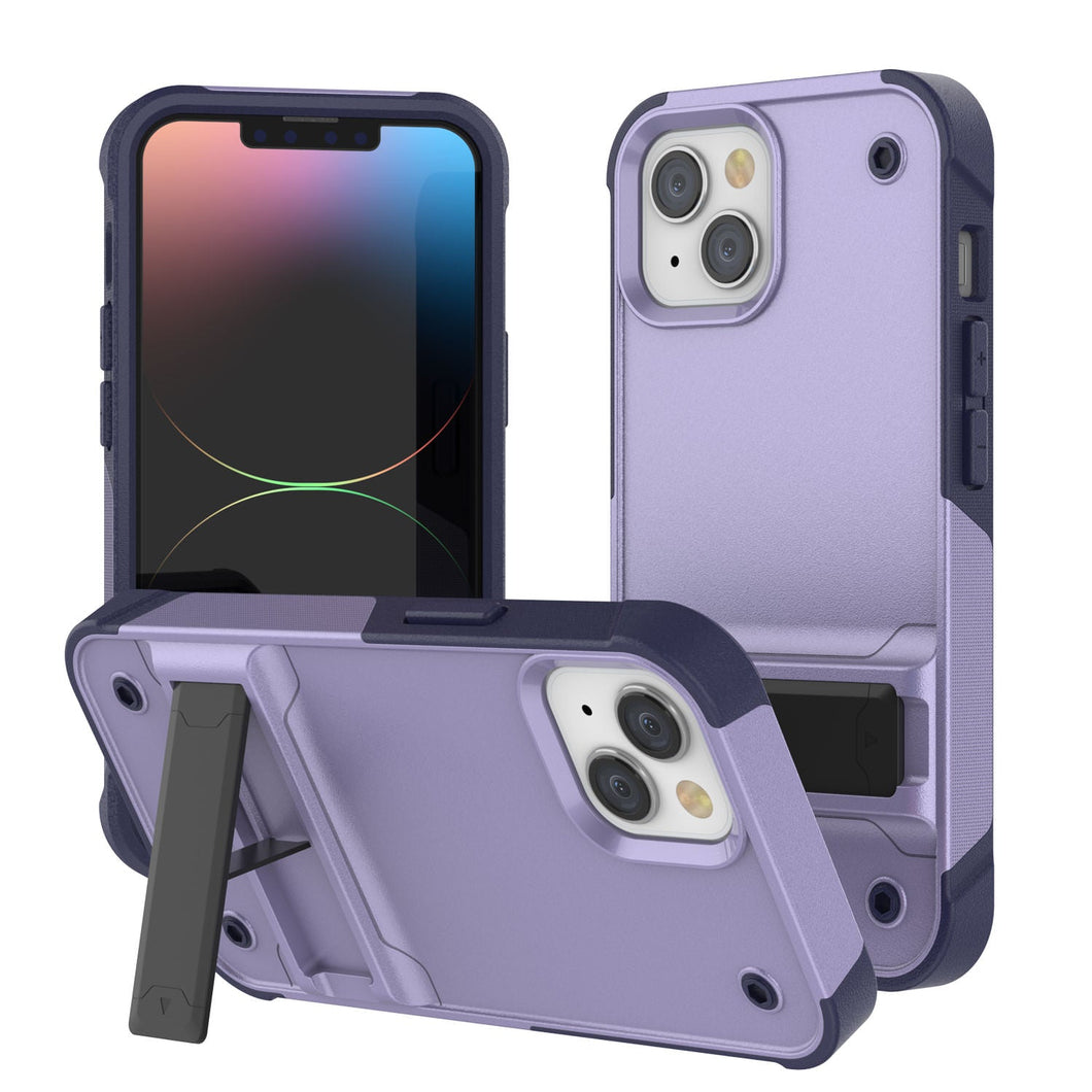 Carcasa Punkcase para iPhone 14 Plus [Serie Reliance] Cubierta Protectora Híbrida de Grado Militar con Soporte Incorporado [Morado-Marino]