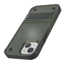 Load image into Gallery viewer, Funda Punkcase para iPhone 14 Plus [Serie Reliance] Funda protectora híbrida de calidad militar con soporte incorporado [Verde militar-negro].
