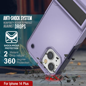 Carcasa Punkcase para iPhone 14 Plus [Serie Reliance] Cubierta Protectora Híbrida de Grado Militar con Soporte Incorporado [Morado-Marino]