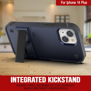 Funda Punkcase iPhone 14 Plus [Serie Reliance] Cubierta híbrida protectora de grado militar con soporte integrado [Navy-Black].
