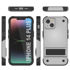 Carcasa Punkcase para iPhone 14 Plus [Serie Reliance], Protectora Híbrida de Grado Militar con Soporte Incorporado [Blanco-Negro]