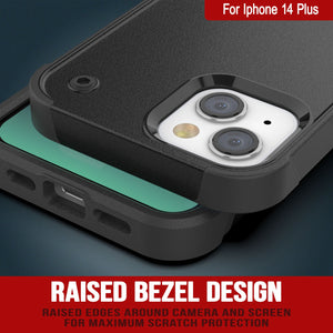 Punkcase Funda para iPhone 14 Plus [Serie Reliance] Cubierta protectora híbrida de grado militar con soporte incorporado [Negro]