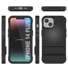 Cargar imagen en el visor de la galería, Punkcase Funda para iPhone 14 Plus [Serie Reliance] Cubierta protectora híbrida de grado militar con soporte incorporado [Negro]
