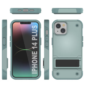 Funda Punkcase para iPhone 14 Plus [Serie Reliance], Cubierta Híbrida de Protección de Grado Militar con Soporte Incorporado [Verde]