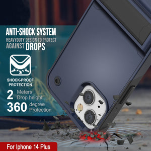 Funda Punkcase iPhone 14 Plus [Serie Reliance] Cubierta híbrida protectora de grado militar con soporte integrado [Navy-Black].