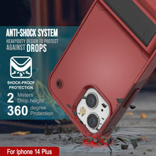 Cargar imagen en el visor de la galería, Funda Punkcase para iPhone 14 Plus [Serie Reliance] Cubierta híbrida protectora de grado militar con soporte incorporado [Rojo-Rosa]
