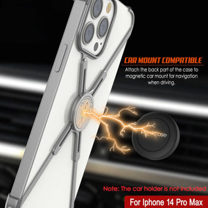 Funda de borde para iPhone 14 Pro Max Punkcase [Serie Backbone] Ultra delgada de aluminio minimalista con marco en forma de X para iPhone 14 Pro Max (2022) (6.7") [Plata].