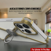 Cargar imagen en el visor de la galería, Funda para iPhone 14 Pro Max de Punkcase [Serie Backbone]: Cubierta ultra delgada minimalista de aluminio metálico con marco en forma de X para iPhone 14 Pro Max (2022) (6.7&quot;) [Dorado].
