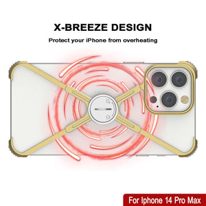 Funda para iPhone 14 Pro Max de Punkcase [Serie Backbone]: Cubierta ultra delgada minimalista de aluminio metálico con marco en forma de X para iPhone 14 Pro Max (2022) (6.7") [Dorado].