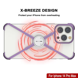 Punkcase iPhone 14 Pro Max Bumper Case [Serie Backbone]: Funda minimalista ultra delgada de aluminio y estructura de metal en X para iPhone 14 Pro Max (2022) (6.7") [Morado].