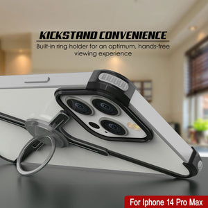 Punkcase Bumper Case para iPhone 14 Pro Max [Serie Backbone], ultra fino y minimalista, cubierta de marco X de aluminio metálico para iPhone 14 Pro Max (2022) (6.7") en color negro.
