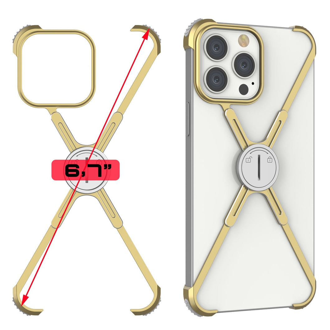 Funda para iPhone 14 Pro Max de Punkcase [Serie Backbone]: Cubierta ultra delgada minimalista de aluminio metálico con marco en forma de X para iPhone 14 Pro Max (2022) (6.7