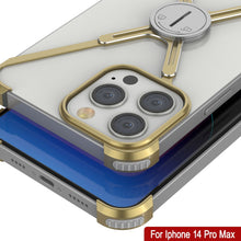 Cargar imagen en el visor de la galería, Funda para iPhone 14 Pro Max de Punkcase [Serie Backbone]: Cubierta ultra delgada minimalista de aluminio metálico con marco en forma de X para iPhone 14 Pro Max (2022) (6.7&quot;) [Dorado].
