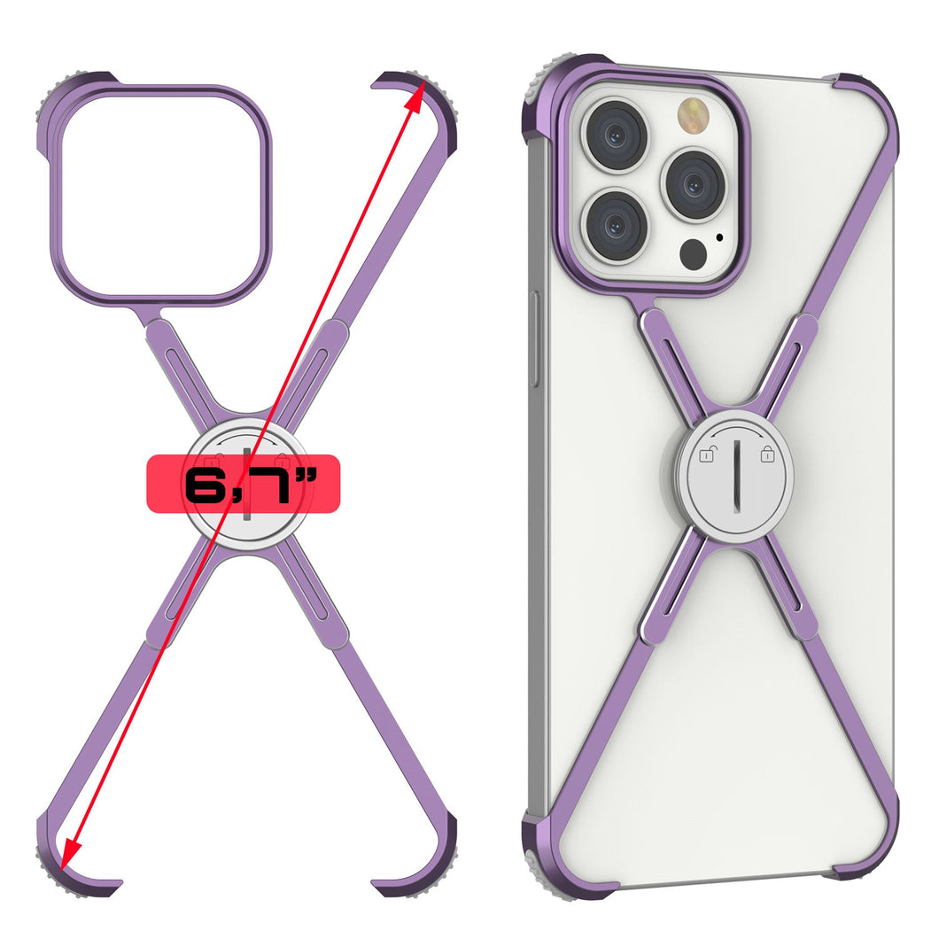 Punkcase iPhone 14 Pro Max Bumper Case [Serie Backbone]: Funda minimalista ultra delgada de aluminio y estructura de metal en X para iPhone 14 Pro Max (2022) (6.7