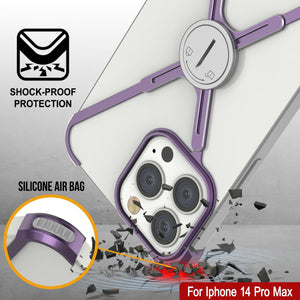 Punkcase iPhone 14 Pro Max Bumper Case [Serie Backbone]: Funda minimalista ultra delgada de aluminio y estructura de metal en X para iPhone 14 Pro Max (2022) (6.7") [Morado].