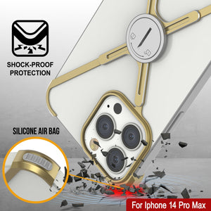Funda para iPhone 14 Pro Max de Punkcase [Serie Backbone]: Cubierta ultra delgada minimalista de aluminio metálico con marco en forma de X para iPhone 14 Pro Max (2022) (6.7") [Dorado].