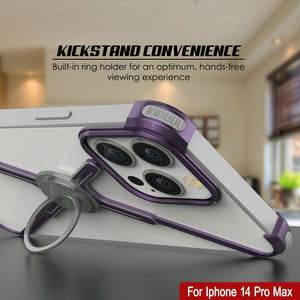 Punkcase iPhone 14 Pro Max Bumper Case [Serie Backbone]: Funda minimalista ultra delgada de aluminio y estructura de metal en X para iPhone 14 Pro Max (2022) (6.7") [Morado].