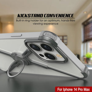 Funda de borde para iPhone 14 Pro Max Punkcase [Serie Backbone] Ultra delgada de aluminio minimalista con marco en forma de X para iPhone 14 Pro Max (2022) (6.7") [Plata].