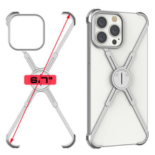 Cargar imagen en el visor de la galería, Funda de borde para iPhone 14 Pro Max Punkcase [Serie Backbone] Ultra delgada de aluminio minimalista con marco en forma de X para iPhone 14 Pro Max (2022) (6.7&quot;) [Plata].
