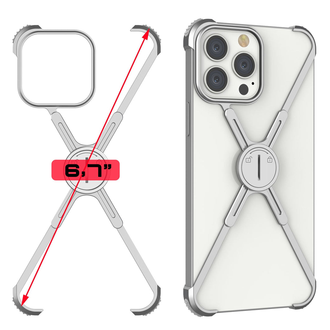 Funda de borde para iPhone 14 Pro Max Punkcase [Serie Backbone] Ultra delgada de aluminio minimalista con marco en forma de X para iPhone 14 Pro Max (2022) (6.7