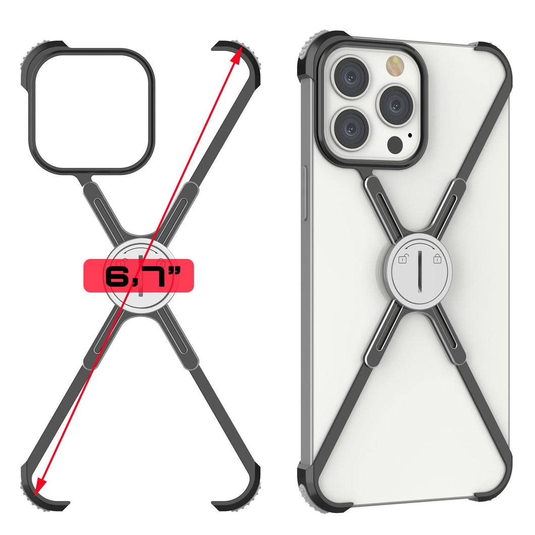 Punkcase Bumper Case para iPhone 14 Pro Max [Serie Backbone], ultra fino y minimalista, cubierta de marco X de aluminio metálico para iPhone 14 Pro Max (2022) (6.7