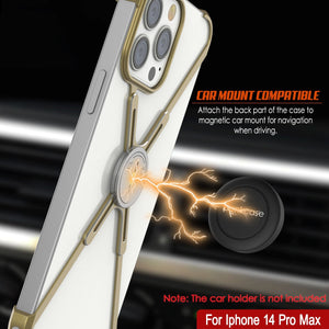 Funda para iPhone 14 Pro Max de Punkcase [Serie Backbone]: Cubierta ultra delgada minimalista de aluminio metálico con marco en forma de X para iPhone 14 Pro Max (2022) (6.7") [Dorado].