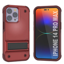 Cargar imagen en el visor de la galería, Funda Punkcase iPhone 14 Pro Max [Serie Reliance]: Cubierta protectora híbrida de grado militar con soporte incorporado [Rojo-Rosa].

