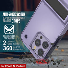 Cargar imagen en el visor de la galería, Punkcase iPhone 14 Pro Max Case [Serie Reliance] Funda Protectora Híbrida de Grado Militar con Soporte Incorporado [Morado-Marino]
