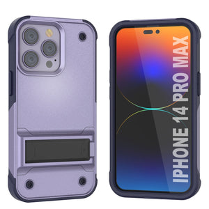 Punkcase iPhone 14 Pro Max Case [Serie Reliance] Funda Protectora Híbrida de Grado Militar con Soporte Incorporado [Morado-Marino]