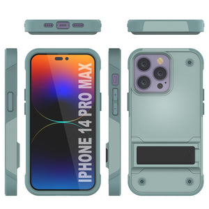 Funda Punkcase iPhone 14 Pro Max [Serie Reliance] Protectora Híbrida de Grado Militar con Soporte Incorporado [Verde]
