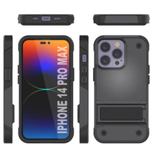 Load image into Gallery viewer, Carcasa Punkcase iPhone 14 Pro Max [Serie Reliance] Cubierta híbrida protectora de grado militar con soporte incorporado [Gris-Negro]
