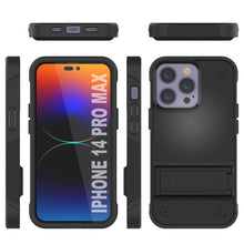 Cargar imagen en el visor de la galería, Funda Punkcase iPhone 14 Pro Max [Serie Reliance] Cubierta Protectora Híbrida de Grado Militar con Soporte Incorporado [Negro].
