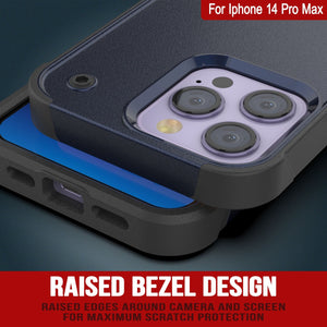Funda Punkcase para iPhone 14 Pro Max [Serie Reliance] Cubierta Militar Híbrida de Grado Protector con Soporte Incorporado [Azul Marino-Negro]