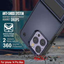 Cargar imagen en el visor de la galería, Funda Punkcase para iPhone 14 Pro Max [Serie Reliance] Cubierta Militar Híbrida de Grado Protector con Soporte Incorporado [Azul Marino-Negro]
