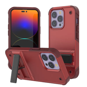 Funda Punkcase iPhone 14 Pro Max [Serie Reliance]: Cubierta protectora híbrida de grado militar con soporte incorporado [Rojo-Rosa].