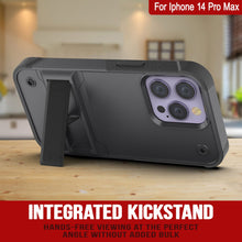 Load image into Gallery viewer, Carcasa Punkcase iPhone 14 Pro Max [Serie Reliance] Cubierta híbrida protectora de grado militar con soporte incorporado [Gris-Negro]
