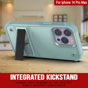 Funda Punkcase iPhone 14 Pro Max [Serie Reliance] Protectora Híbrida de Grado Militar con Soporte Incorporado [Verde]