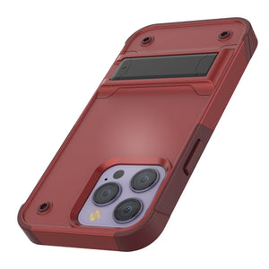Funda Punkcase iPhone 14 Pro Max [Serie Reliance]: Cubierta protectora híbrida de grado militar con soporte incorporado [Rojo-Rosa].
