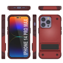 Cargar imagen en el visor de la galería, Funda Punkcase iPhone 14 Pro Max [Serie Reliance]: Cubierta protectora híbrida de grado militar con soporte incorporado [Rojo-Rosa].
