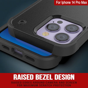 Funda Punkcase iPhone 14 Pro Max [Serie Reliance] Cubierta Protectora Híbrida de Grado Militar con Soporte Incorporado [Negro].