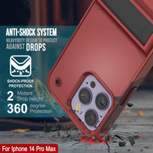 Cargar imagen en el visor de la galería, Funda Punkcase iPhone 14 Pro Max [Serie Reliance]: Cubierta protectora híbrida de grado militar con soporte incorporado [Rojo-Rosa].
