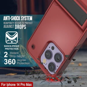 Funda Punkcase iPhone 14 Pro Max [Serie Reliance]: Cubierta protectora híbrida de grado militar con soporte incorporado [Rojo-Rosa].