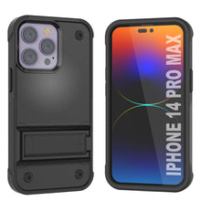 Cargar imagen en el visor de la galería, Funda Punkcase iPhone 14 Pro Max [Serie Reliance] Cubierta Protectora Híbrida de Grado Militar con Soporte Incorporado [Negro].
