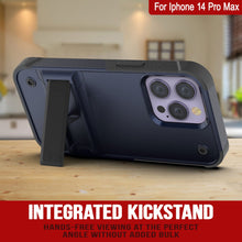 Cargar imagen en el visor de la galería, Funda Punkcase para iPhone 14 Pro Max [Serie Reliance] Cubierta Militar Híbrida de Grado Protector con Soporte Incorporado [Azul Marino-Negro]

